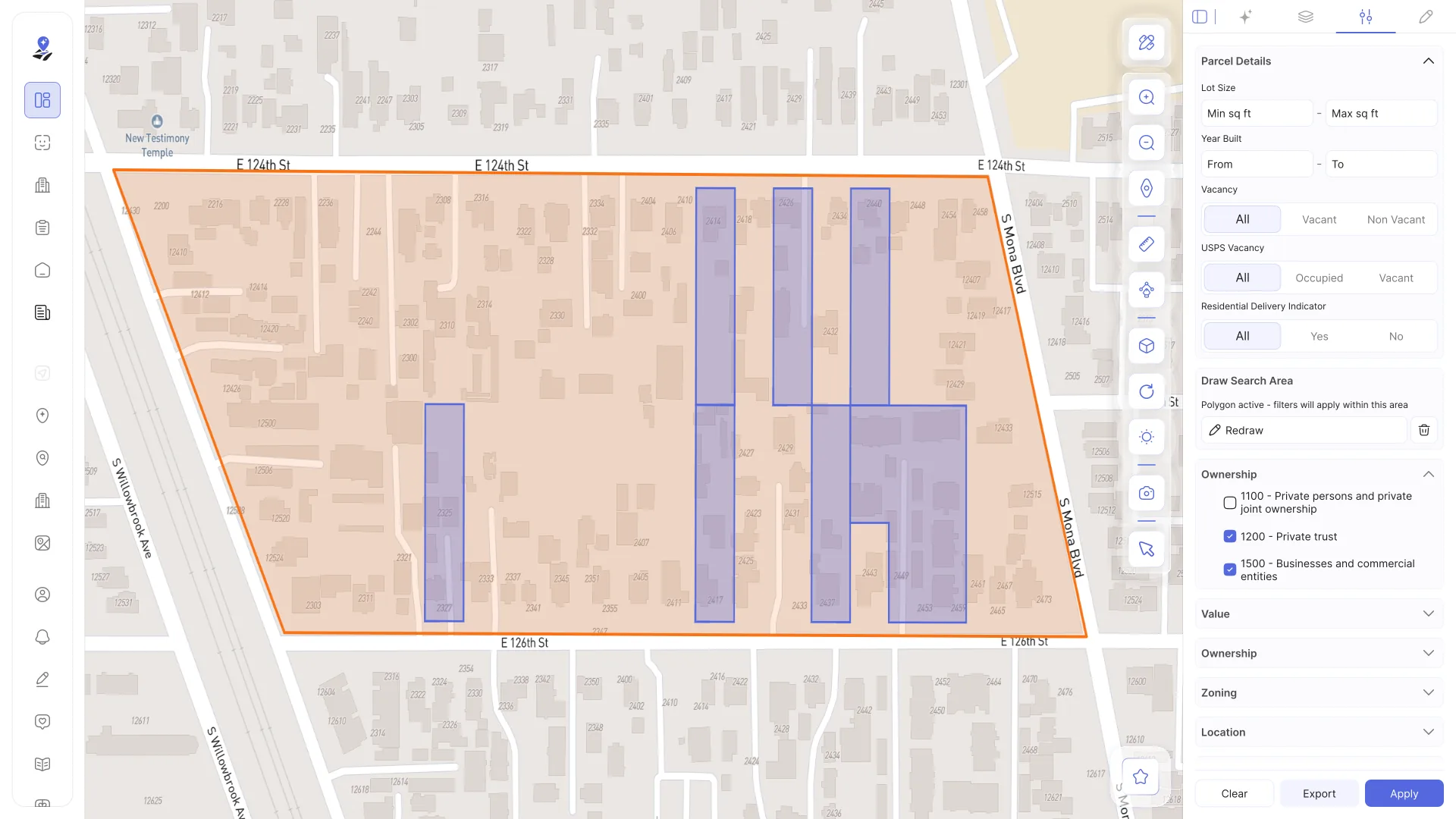 Defined Search Area